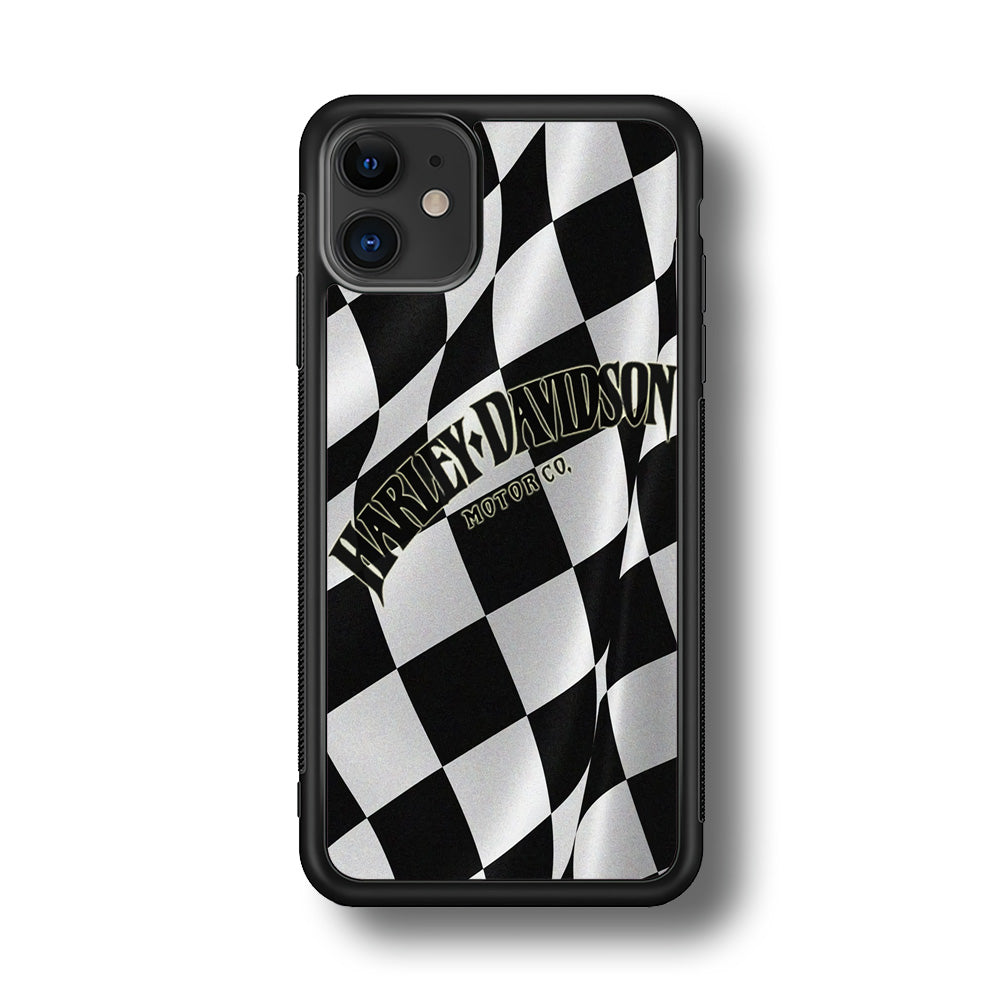 Harley Davidson Black White Flag iPhone 11 Case-Mobile Phone Case-Rubber Black (2D Case)-Altracase