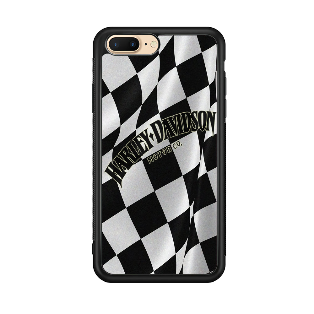 Harley Davidson Black White Flag iPhone 8 Plus Case-Mobile Phone Case-Rubber Black (2D Case)-Altracase