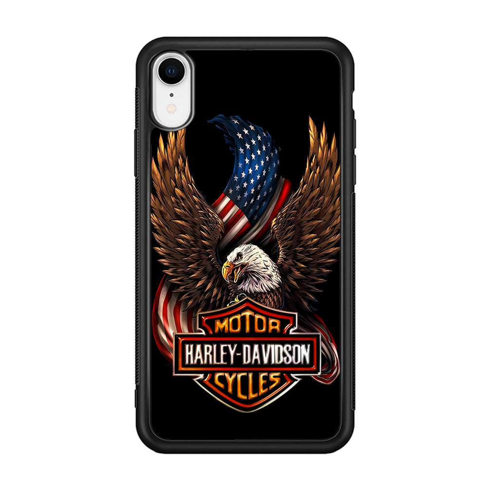 Harley Davidson Eagle US iPhone XR Case-Mobile Phone Case-Rubber Black (2D Case)-Altracase