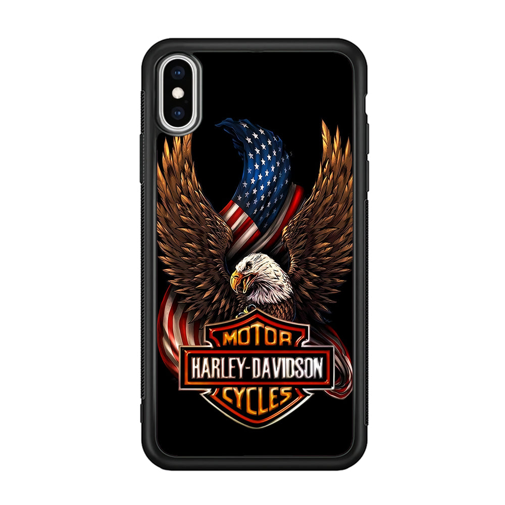 Harley Davidson Eagle US iPhone Xs Max Case-Mobile Phone Case-Rubber Black (2D Case)-Altracase