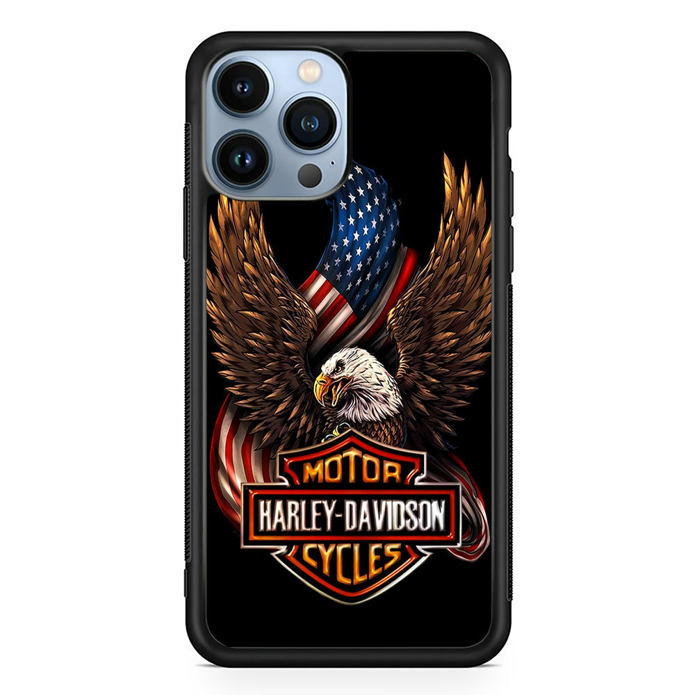 Harley Davidson Eagle US iPhone 15 Pro Case-Mobile Phone Case-Rubber Black (2D Case)-Altracase