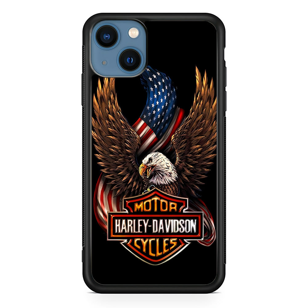Harley Davidson Eagle US iPhone 13 Mini Case-Mobile Phone Case-Rubber Black (2D Case)-Altracase