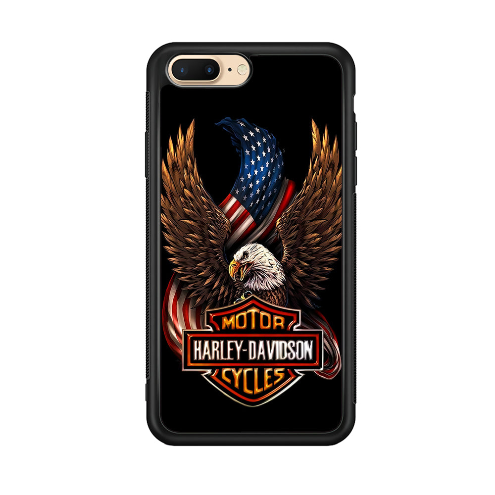 Harley Davidson Eagle US iPhone 8 Plus Case-Mobile Phone Case-Rubber Black (2D Case)-Altracase