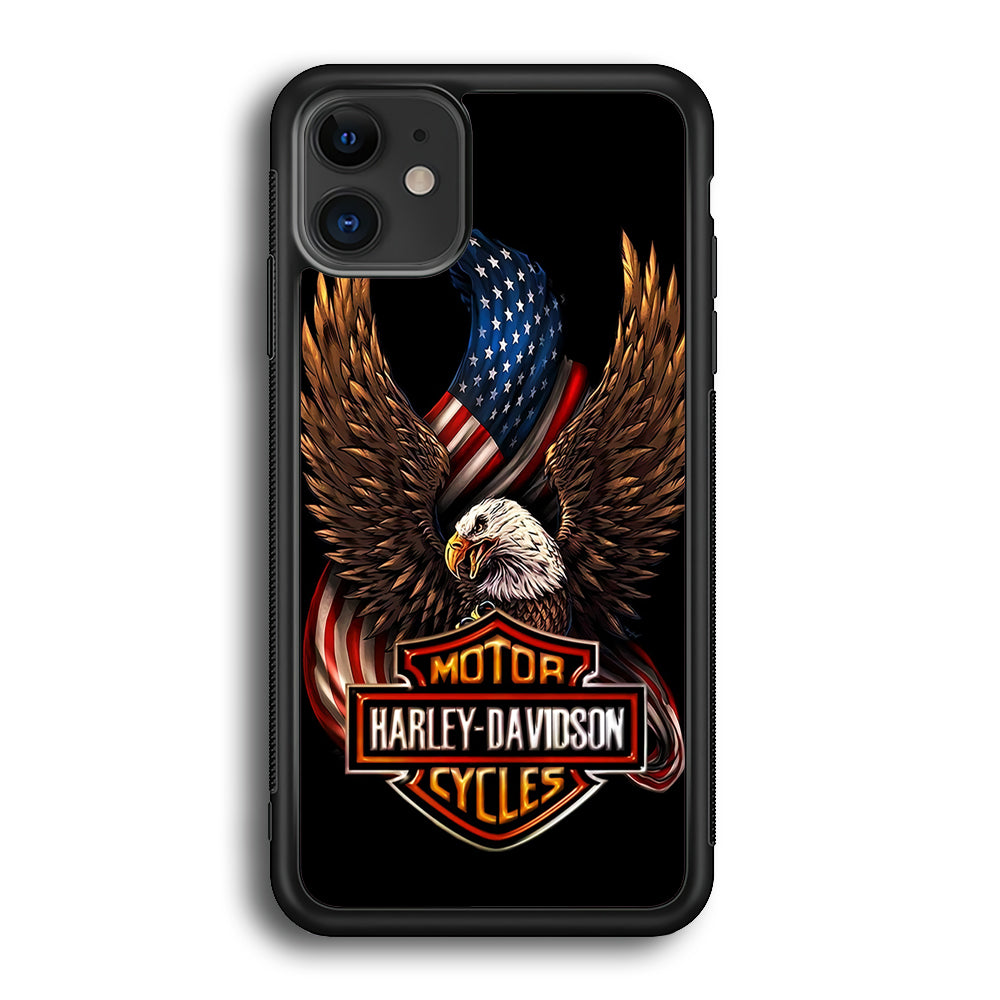 Harley Davidson Eagle US iPhone 12 Case-Mobile Phone Case-Rubber Black (2D Case)-Altracase