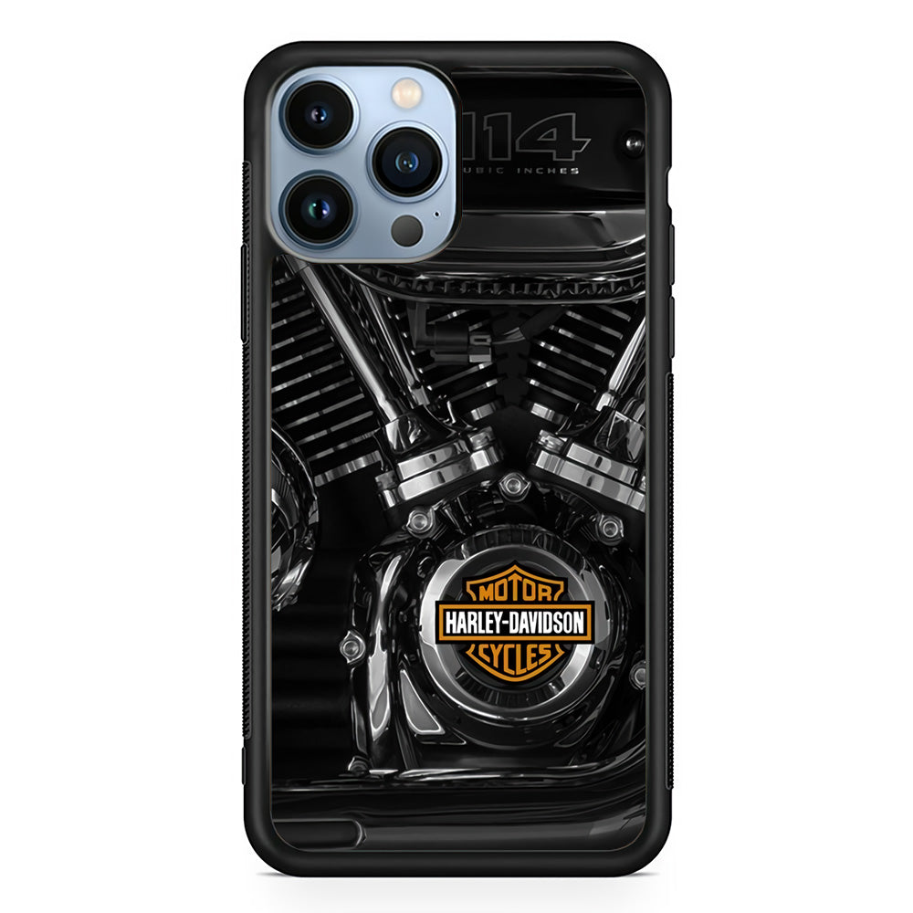 Harley Davidson Engine iPhone 13 Pro Max Case-Mobile Phone Case-Rubber Black (2D Case)-Altracase