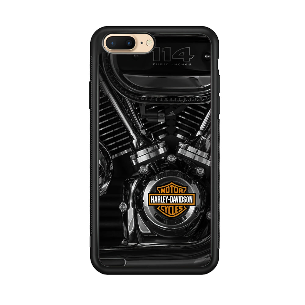 Harley Davidson Engine iPhone 8 Plus Case-Mobile Phone Case-Rubber Black (2D Case)-Altracase