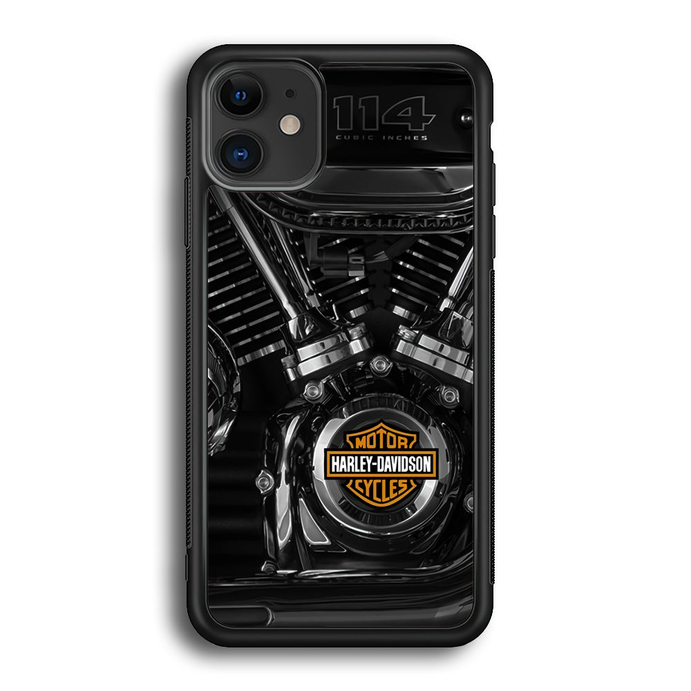 Harley Davidson Engine iPhone 12 Case-Mobile Phone Case-Rubber Black (2D Case)-Altracase