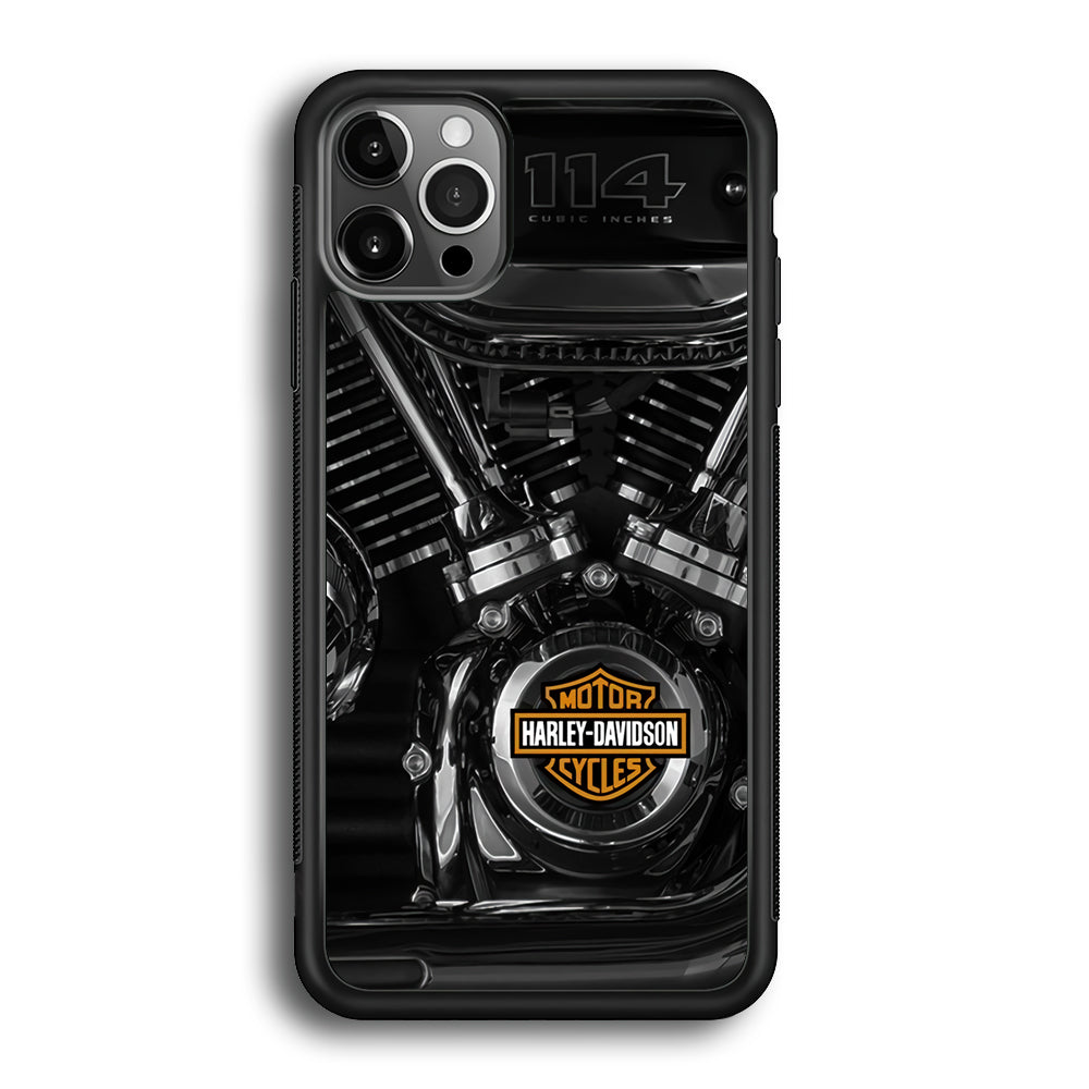 Harley Davidson Engine iPhone 12 Pro Max Case-Mobile Phone Case-Rubber Black (2D Case)-Altracase