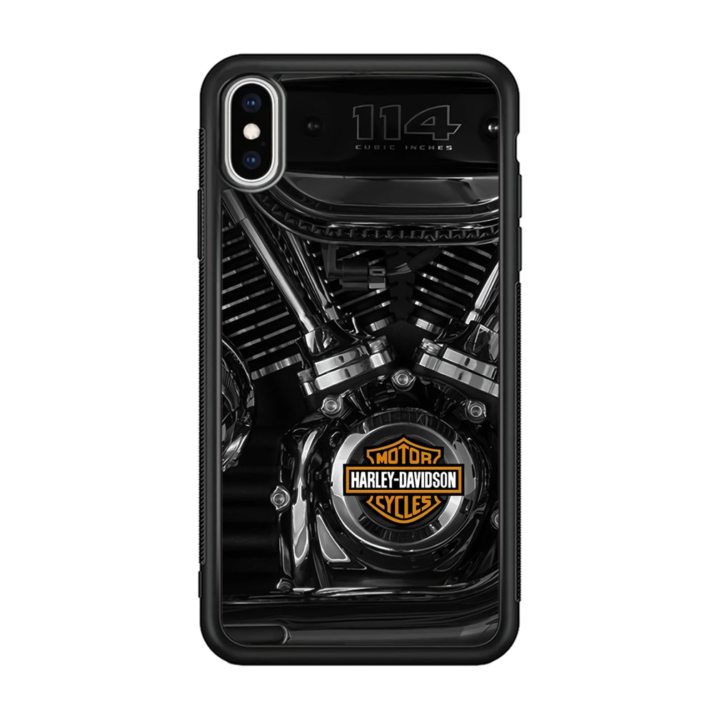 Harley Davidson Engine iPhone Xs Case-Mobile Phone Case-Rubber Black (2D Case)-Altracase