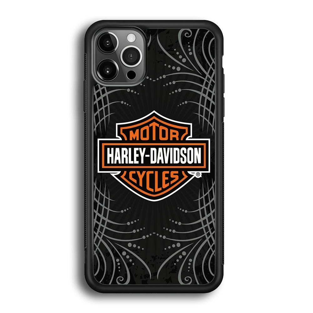 Harley Davidson Grey Motif iPhone 12 Pro Max Case-Mobile Phone Case-Rubber Black (2D Case)-Altracase