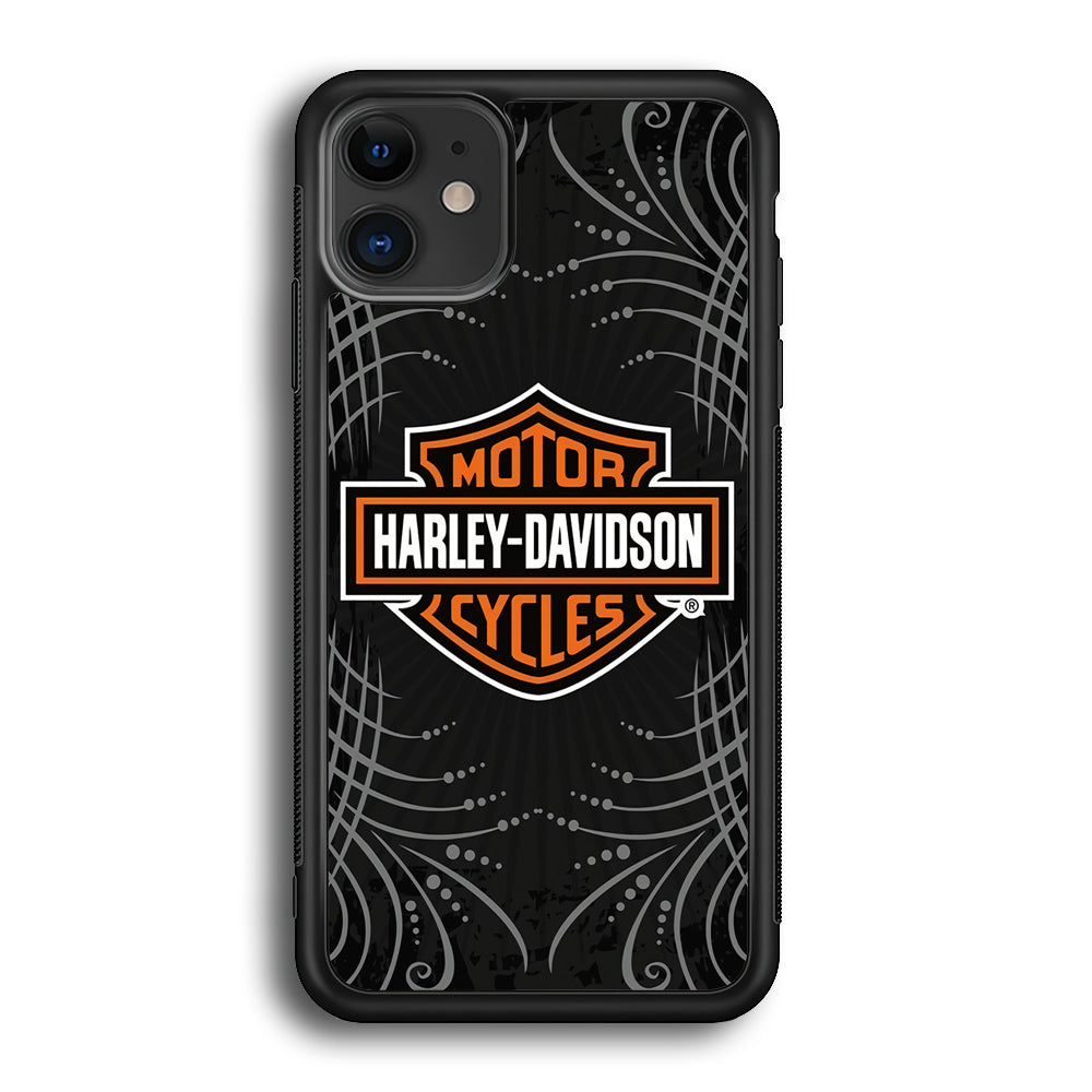 Harley Davidson Grey Motif iPhone 12 Case-Mobile Phone Case-Rubber Black (2D Case)-Altracase