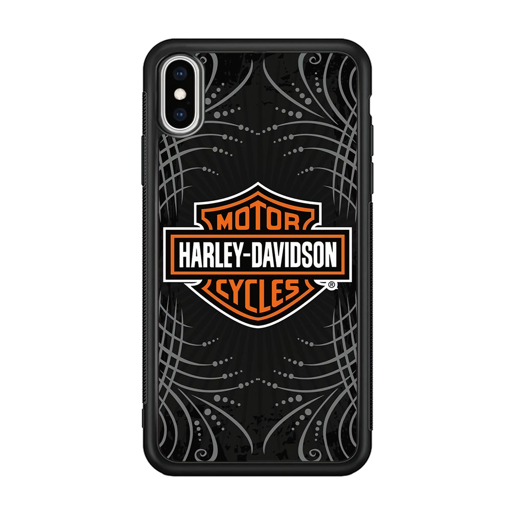 Harley Davidson Grey Motif iPhone Xs Case-Mobile Phone Case-Rubber Black (2D Case)-Altracase