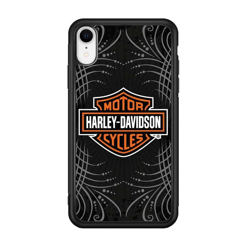 Harley Davidson Grey Motif iPhone XR Case-Mobile Phone Case-Rubber Black (2D Case)-Altracase
