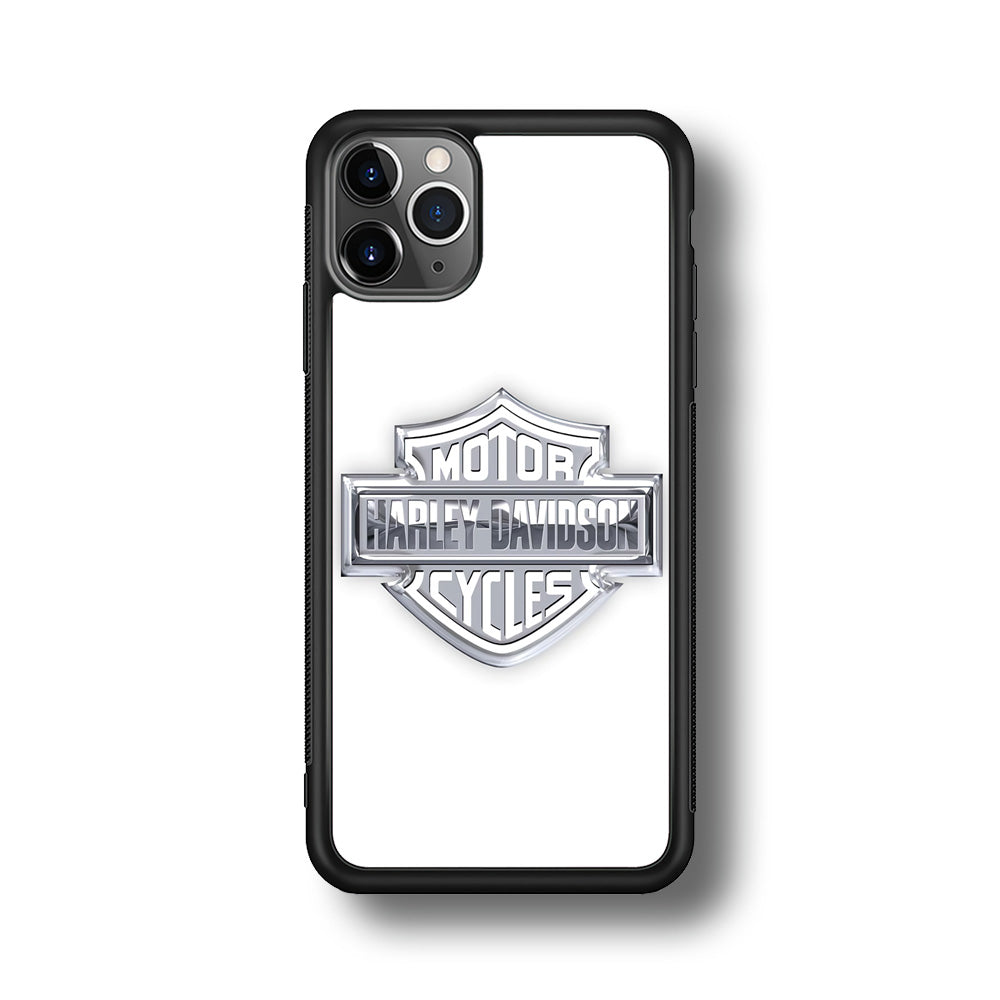 Harley Davidson Logo Silver iPhone 11 Pro Max Case-Mobile Phone Case-Rubber Black (2D Case)-Altracase