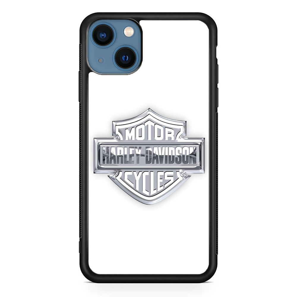 Harley Davidson Logo Silver iPhone 13 Case-Mobile Phone Case-Rubber Black (2D Case)-Altracase