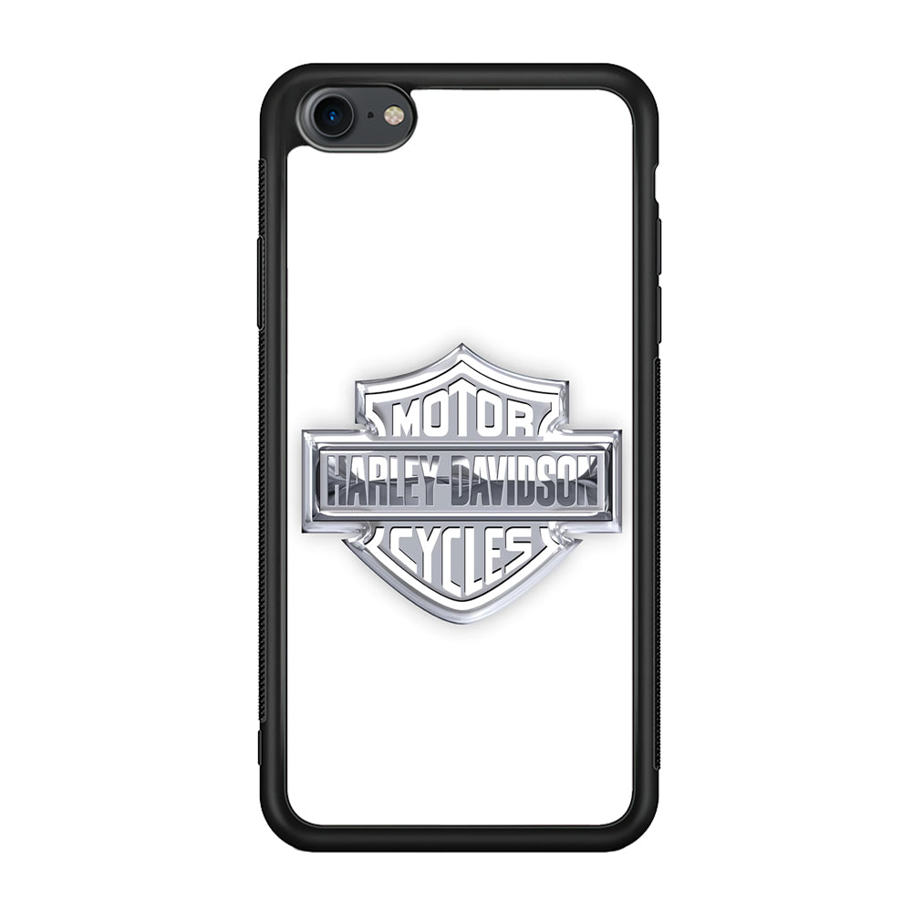 Harley Davidson Logo Silver iPhone SE 2020 Case-Mobile Phone Case-Rubber Black (2D Case)-Altracase