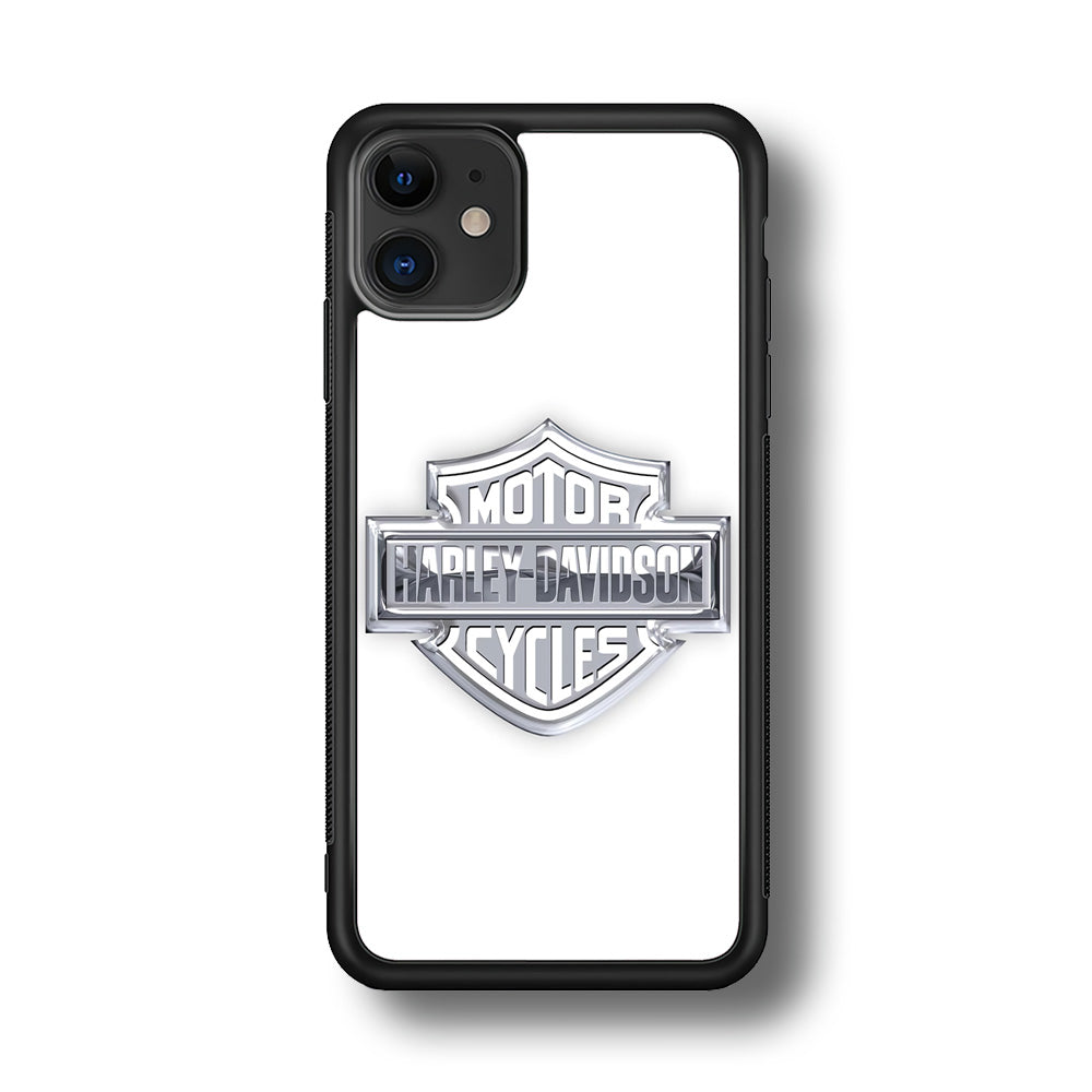 Harley Davidson Logo Silver iPhone 11 Case-Mobile Phone Case-Rubber Black (2D Case)-Altracase