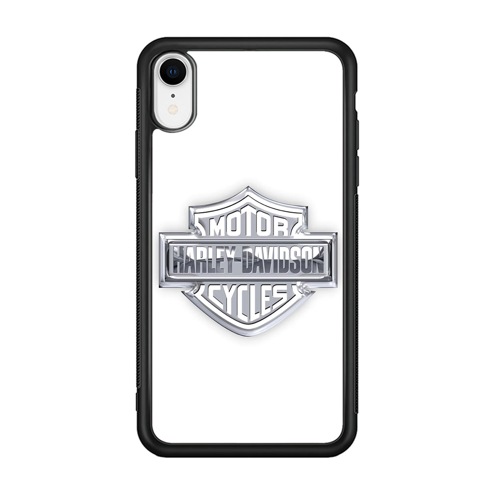 Harley Davidson Logo Silver iPhone XR Case-Mobile Phone Case-Rubber Black (2D Case)-Altracase