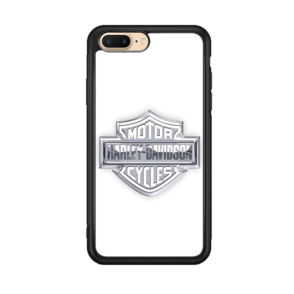 Harley Davidson Logo Silver iPhone 8 Plus Case-Mobile Phone Case-Rubber Black (2D Case)-Altracase