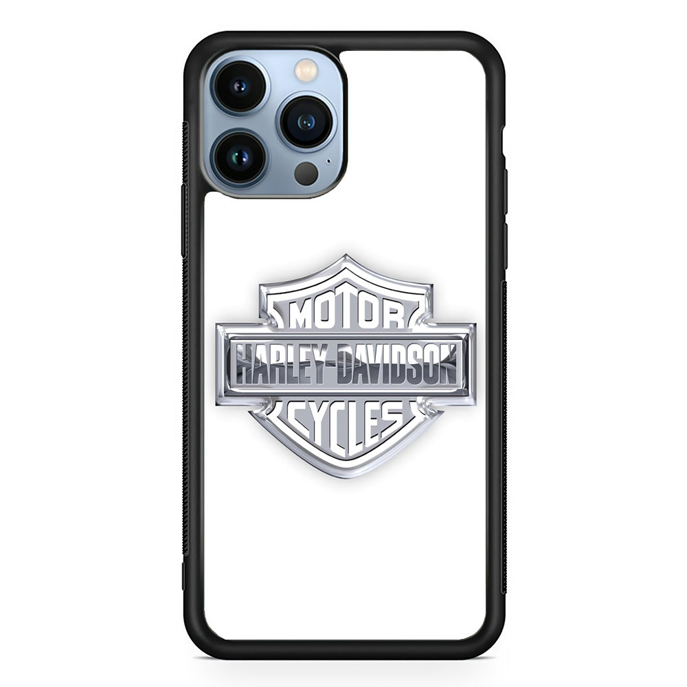 Harley Davidson Logo Silver iPhone 15 Pro Case-Mobile Phone Case-Rubber Black (2D Case)-Altracase