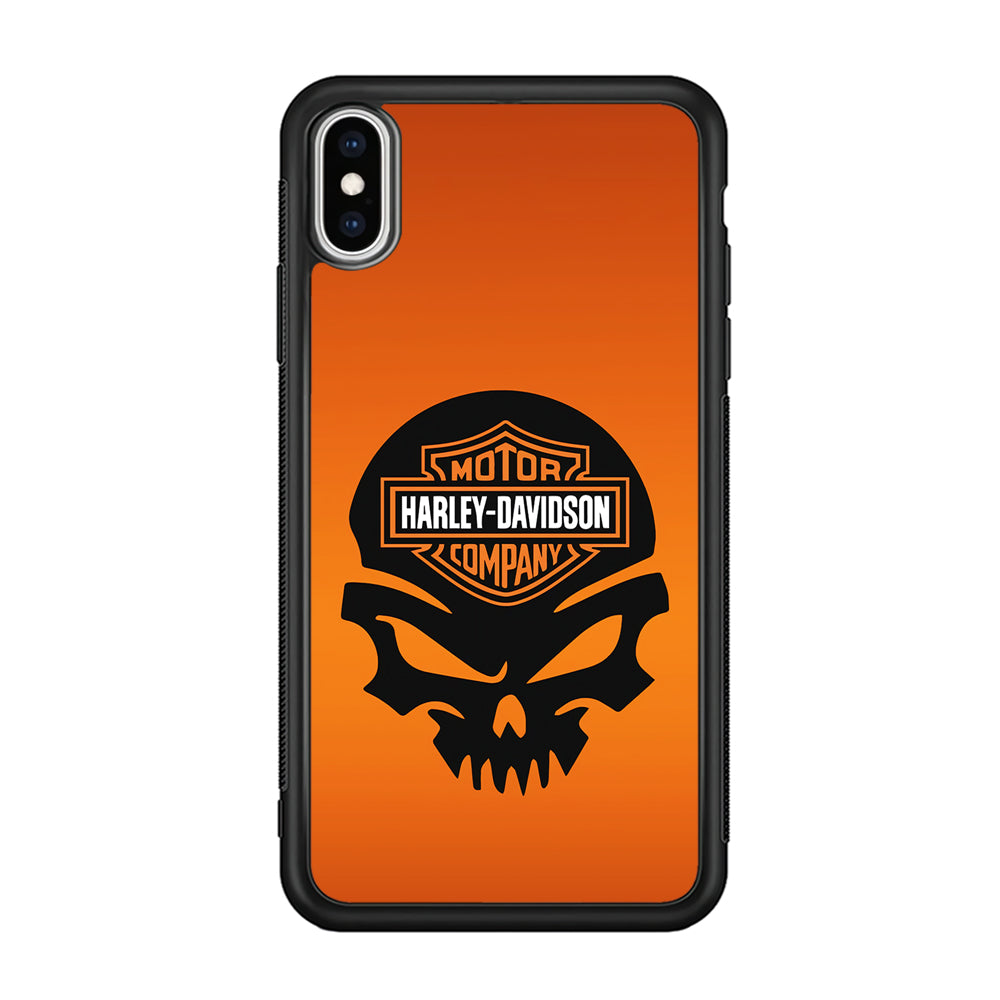 Harley Davidson Skull Logo iPhone Xs Case-Mobile Phone Case-Rubber Black (2D Case)-Altracase