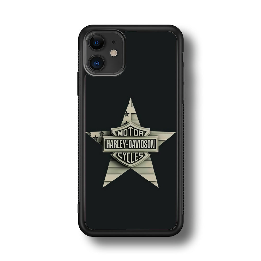 Harley Davidson Star Logo iPhone 11 Case-Mobile Phone Case-Rubber Black (2D Case)-Altracase