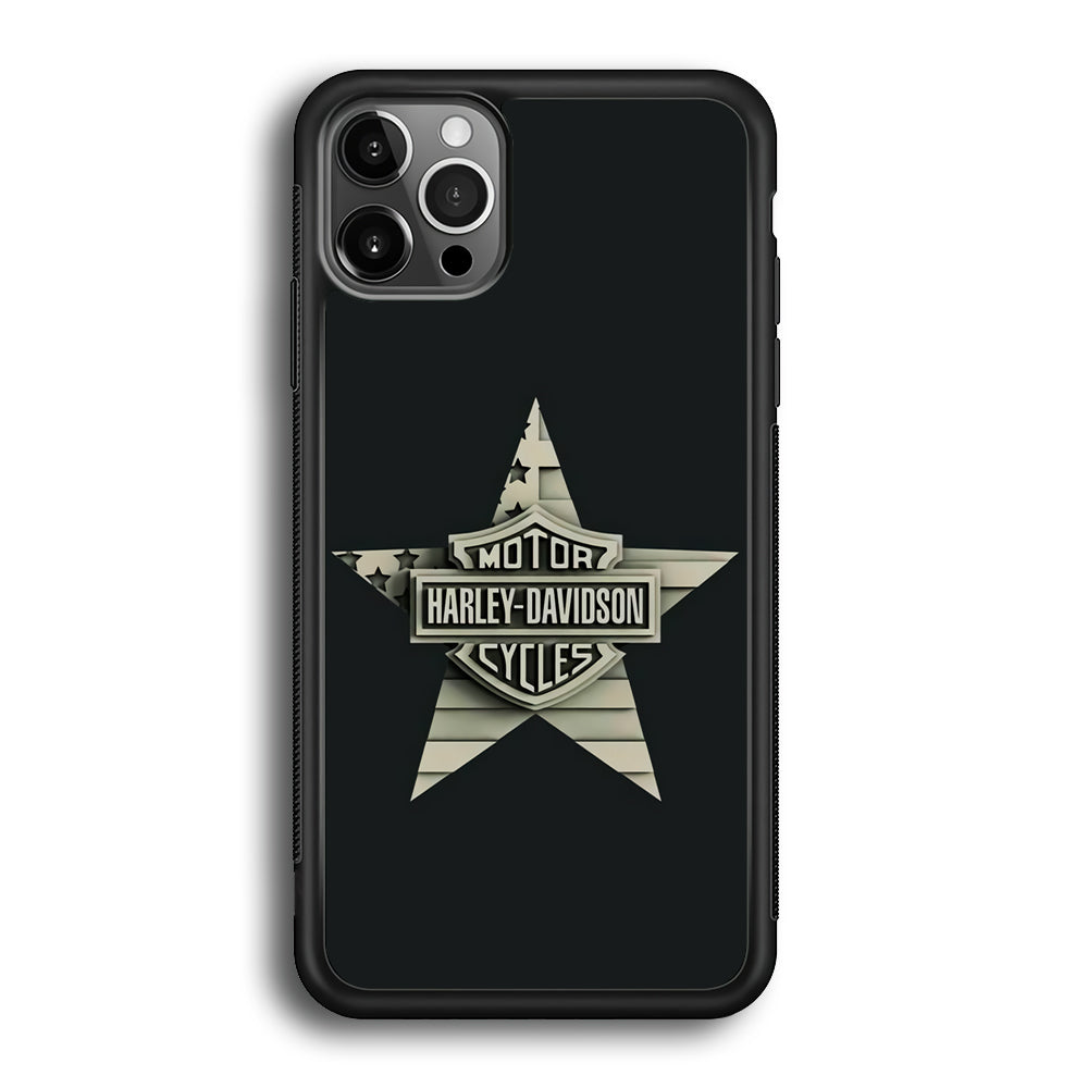 Harley Davidson Star Logo iPhone 12 Pro Max Case-Mobile Phone Case-Rubber Black (2D Case)-Altracase