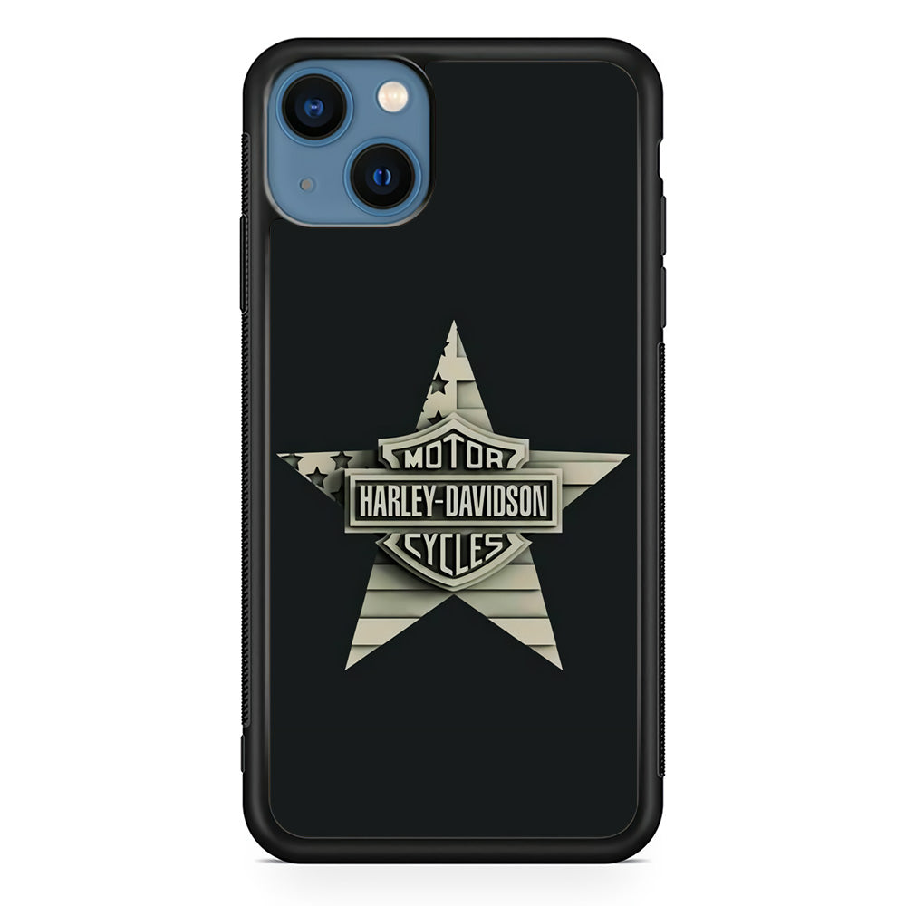 Harley Davidson Star Logo iPhone 13 Case-Mobile Phone Case-Rubber Black (2D Case)-Altracase