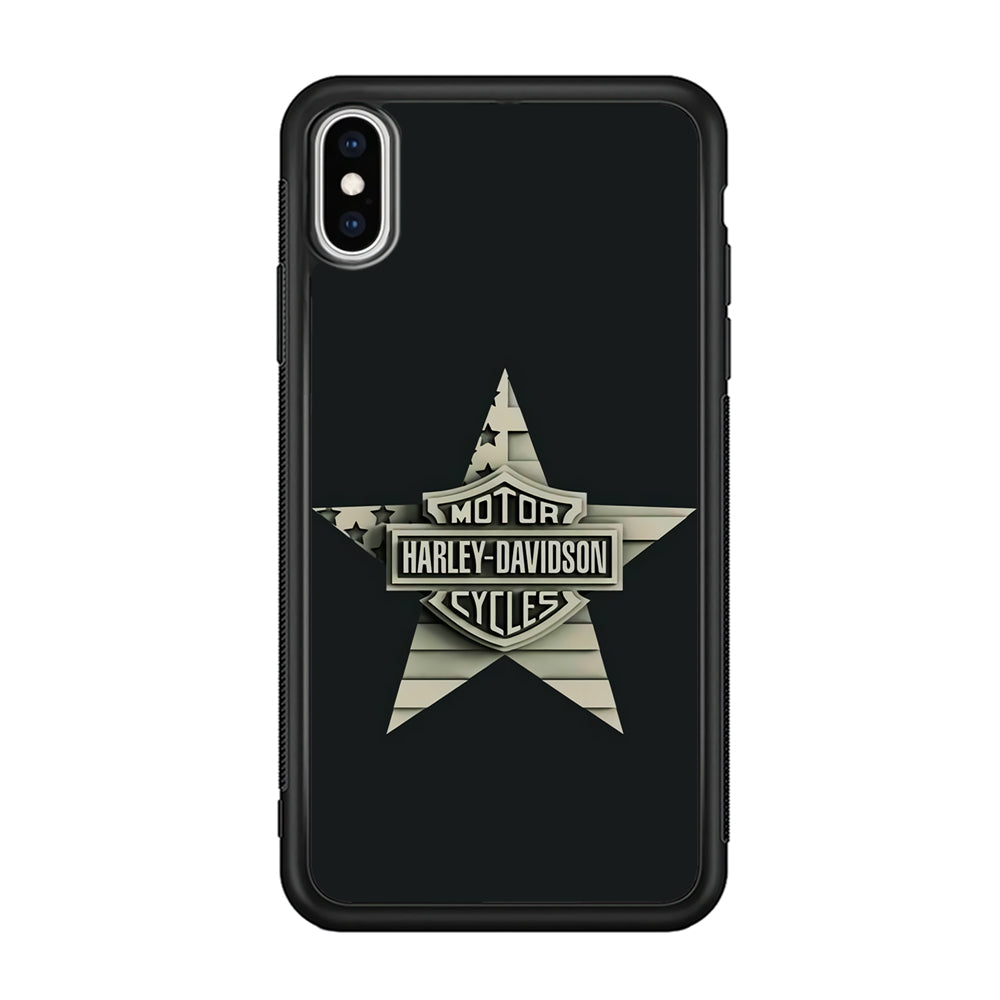 Harley Davidson Star Logo iPhone Xs Case-Mobile Phone Case-Rubber Black (2D Case)-Altracase