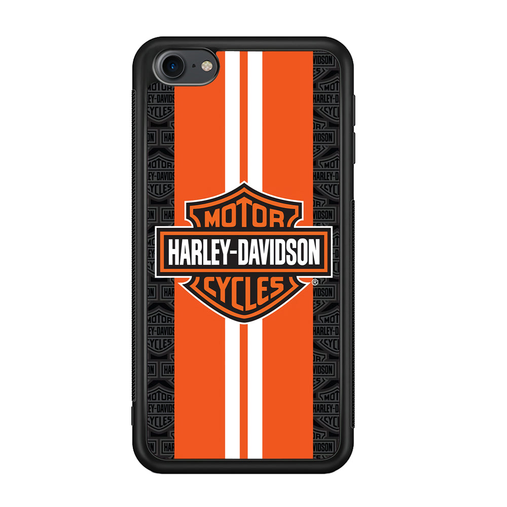 Harley Davidson White Striped Orange iPod Touch 6 Case-Mobile Phone Case-Rubber Black (2D Case)-Altracase