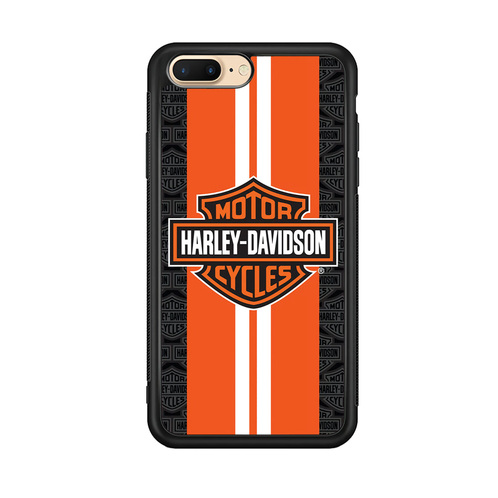 Harley Davidson White Striped Orange iPhone 8 Plus Case-Mobile Phone Case-Rubber Black (2D Case)-Altracase