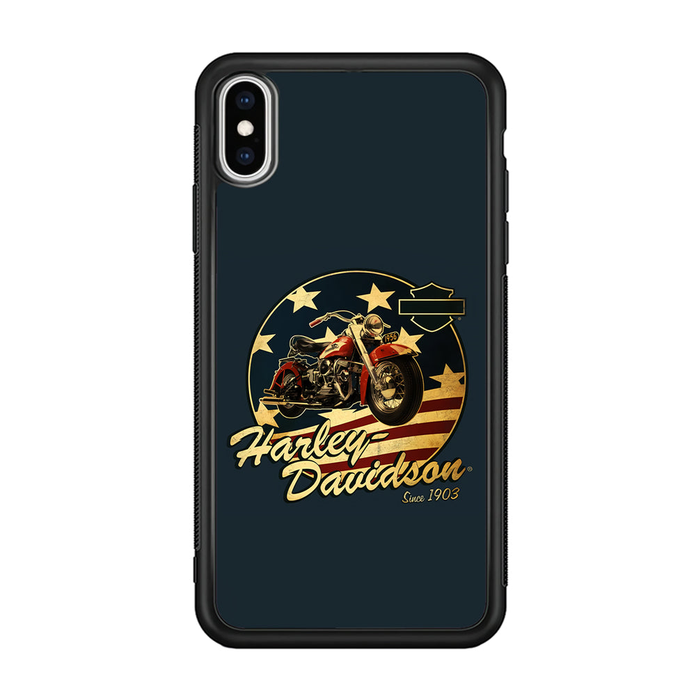 Harley Vintage Logo iPhone Xs Case-Phone Case-Rubber Black (2D Case)-Altracase