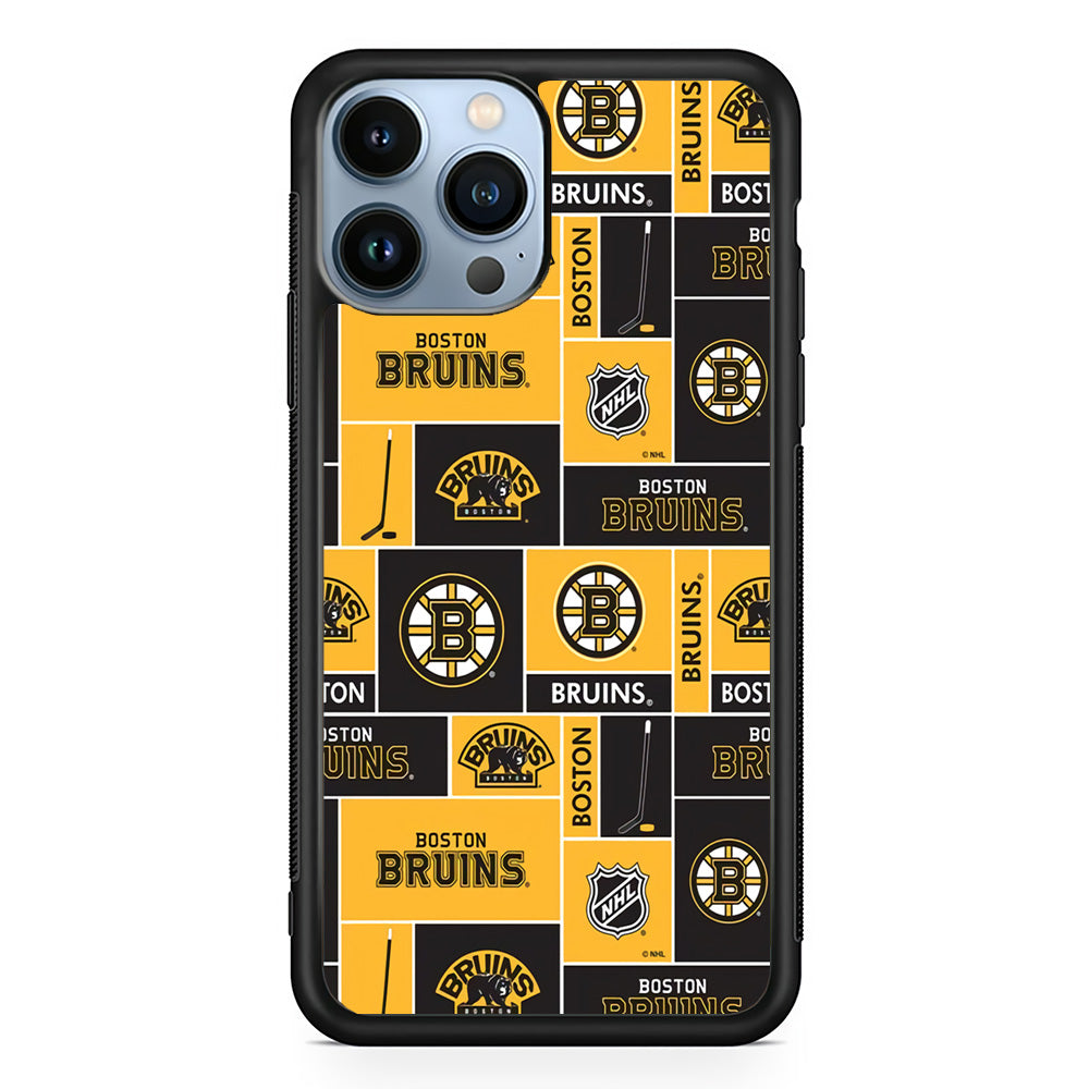 Hockey Boston Bruins NHL 001 iPhone 15 Pro Max Case-Phone Case-Rubber Black (2D Case)-Altracase