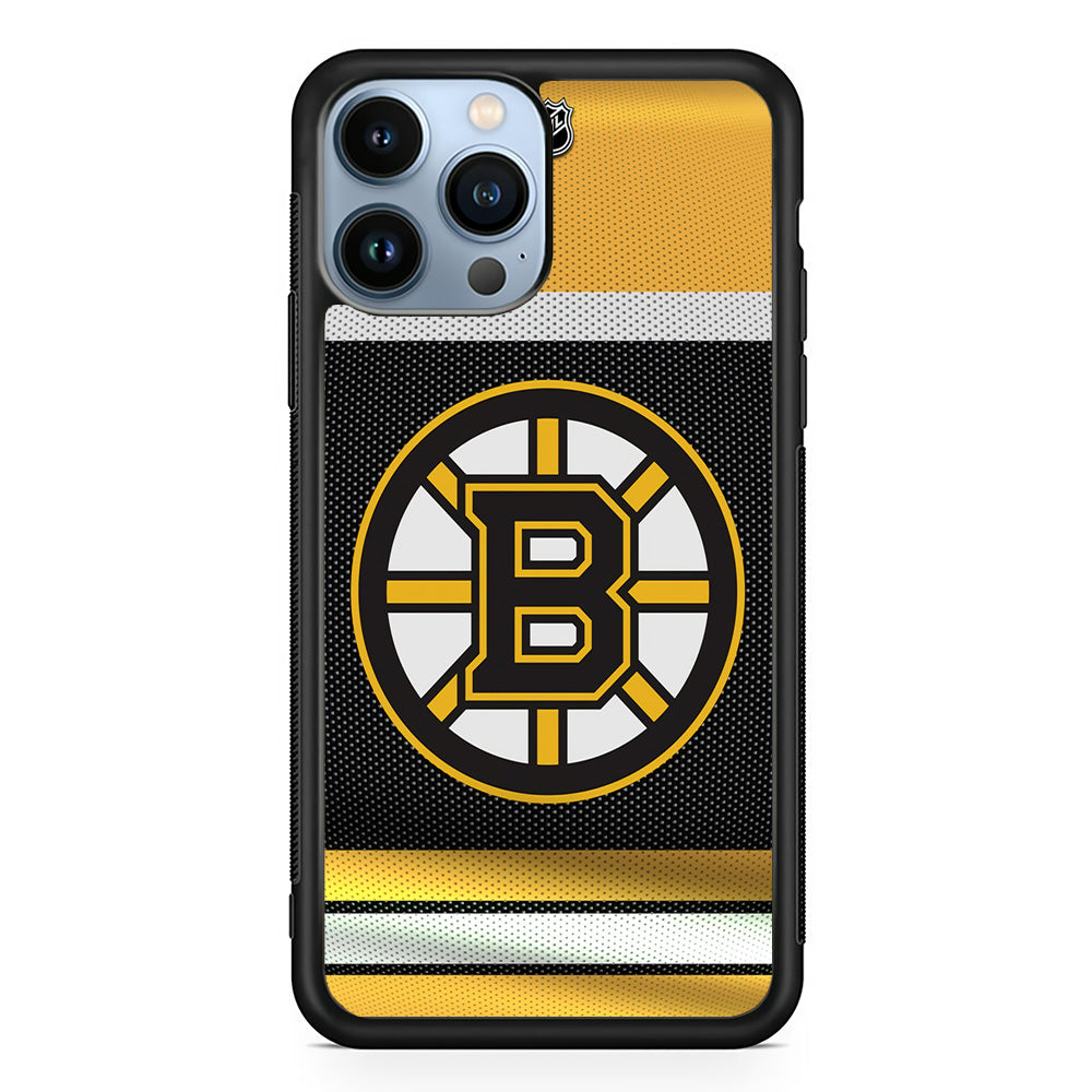 Hockey Boston Bruins NHL 002 iPhone 15 Pro Case-Phone Case-Rubber Black (2D Case)-Altracase