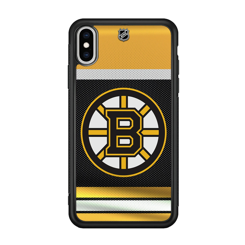 Hockey Boston Bruins NHL 002 iPhone Xs Case-Phone Case-Rubber Black (2D Case)-Altracase