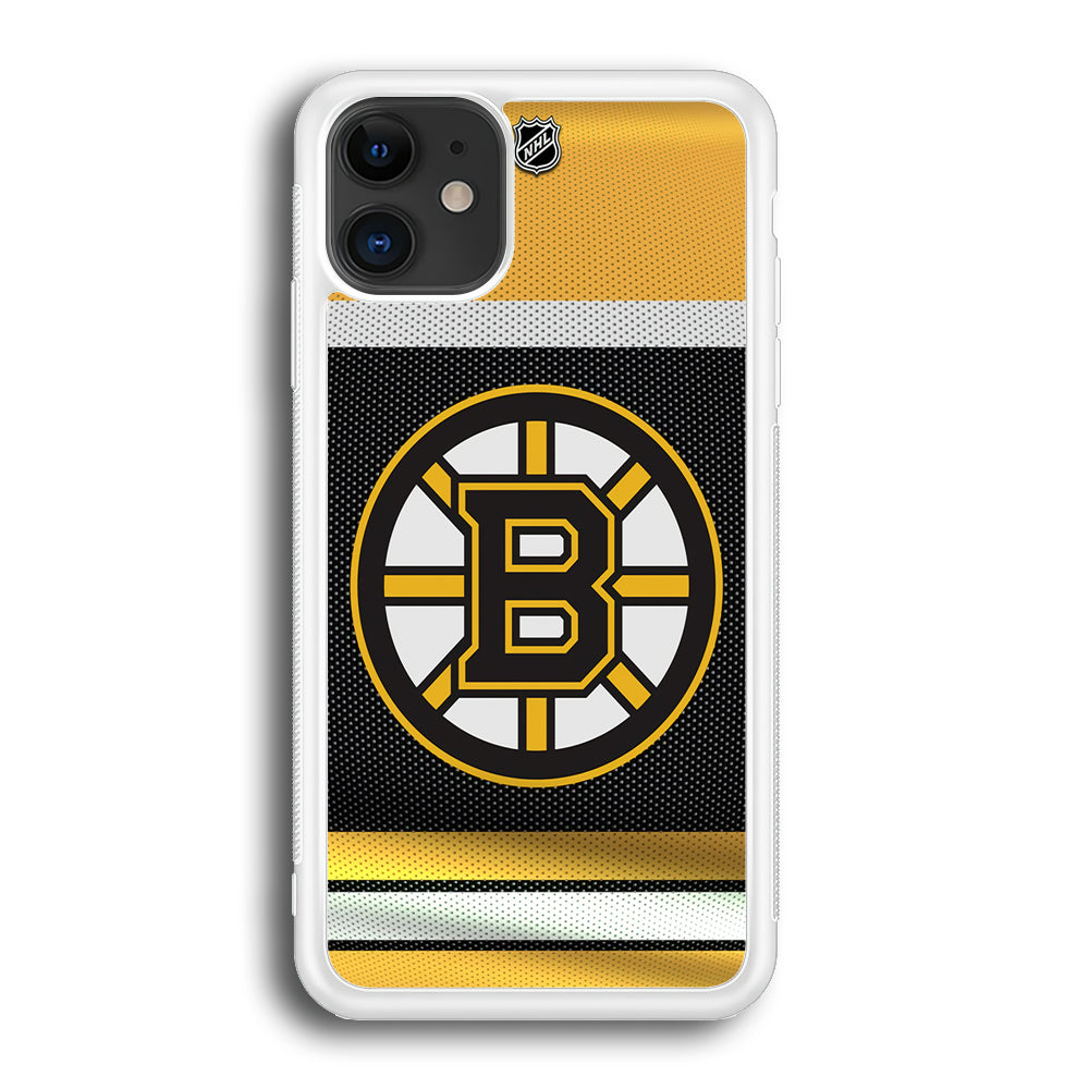 Hockey Boston Bruins NHL 002 iPhone 12 Case-Phone Case-Rubber White (2D Case)-Altracase