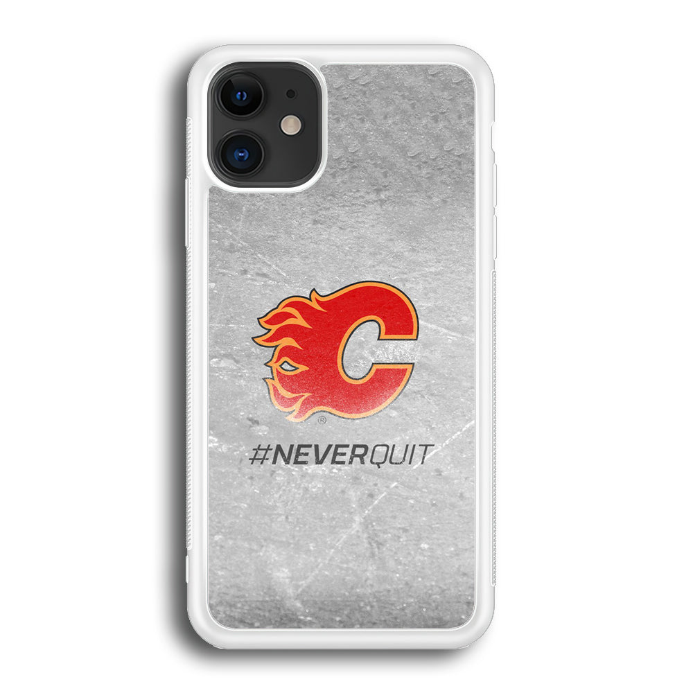 Hockey Calgary Flames NHL 001 iPhone 12 Mini Case-Phone Case-Rubber White (2D Case)-Altracase