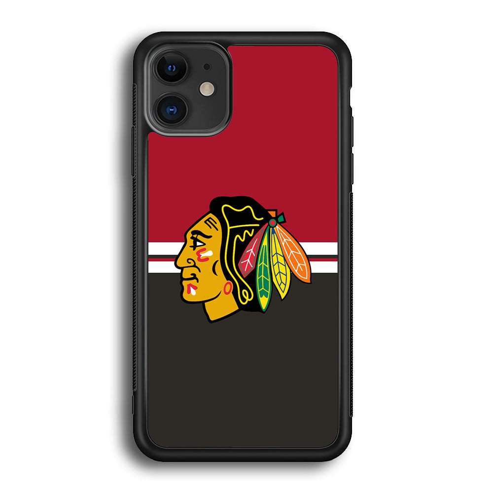 Hockey Chicago Blackhawks NHL 001 iPhone 12 Case-Phone Case-Rubber Black (2D Case)-Altracase
