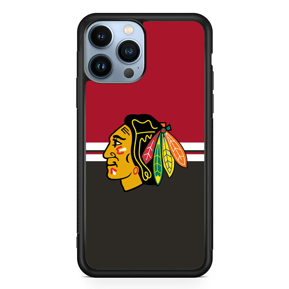 Hockey Chicago Blackhawks NHL 001 iPhone 15 Pro Case-Phone Case-Rubber Black (2D Case)-Altracase