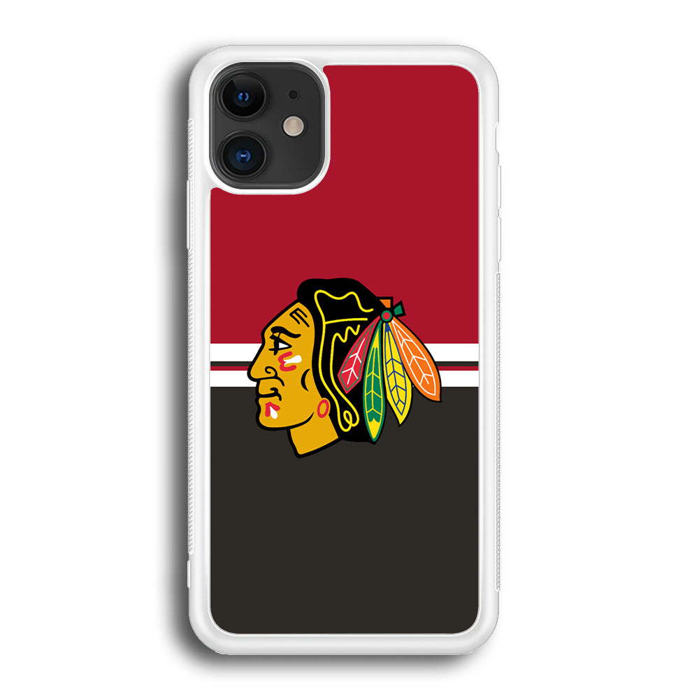 Hockey Chicago Blackhawks NHL 001 iPhone 12 Case-Phone Case-Rubber White (2D Case)-Altracase