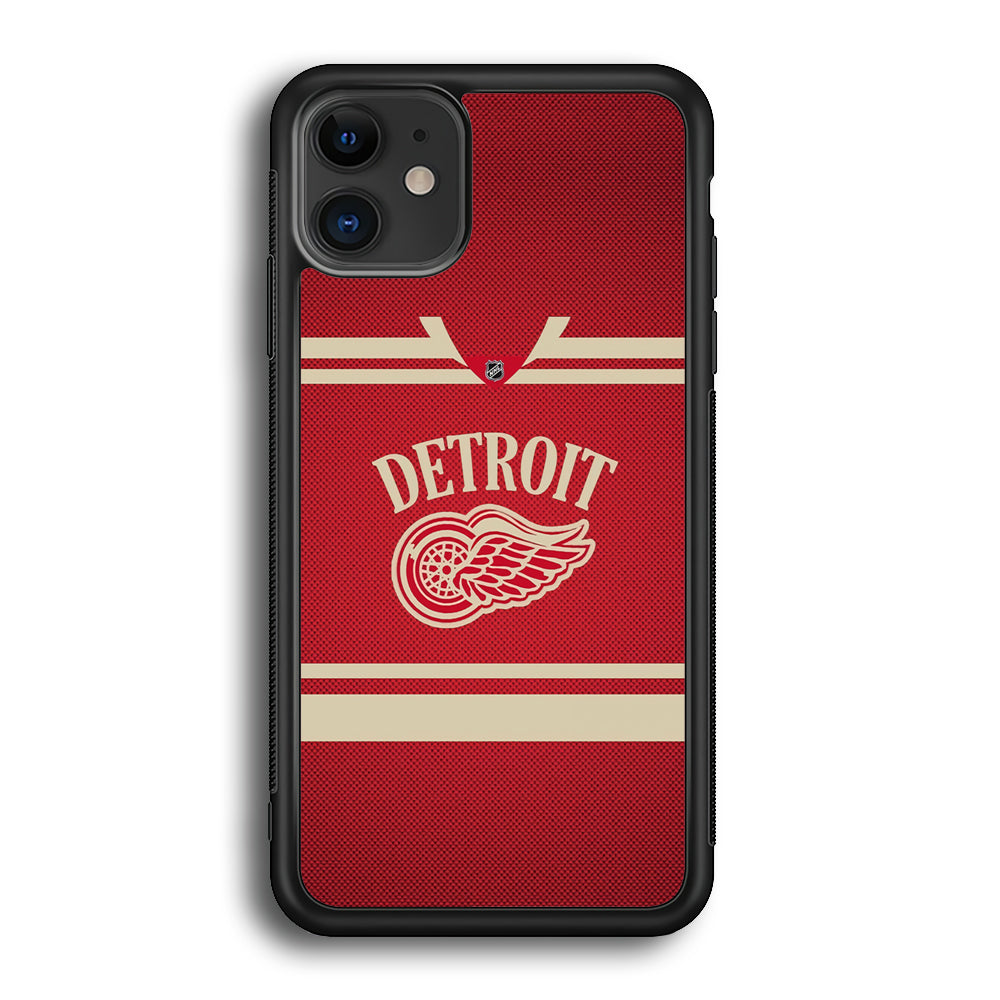 Hockey Detroit Red Wings NHL 002 iPhone 12 Case-Phone Case-Rubber Black (2D Case)-Altracase