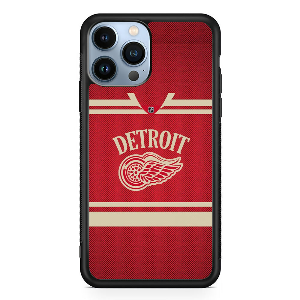Hockey Detroit Red Wings NHL 002 iPhone 15 Pro Case-Phone Case-Rubber Black (2D Case)-Altracase