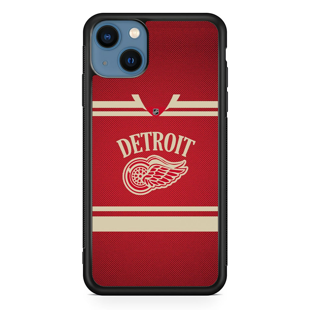 Hockey Detroit Red Wings NHL 002 iPhone 13 Mini Case-Phone Case-Rubber Black (2D Case)-Altracase