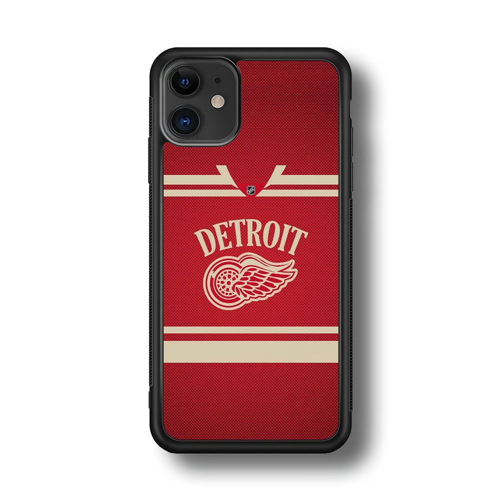 Hockey Detroit Red Wings NHL 002 iPhone 11 Case-Phone Case-Rubber Black (2D Case)-Altracase