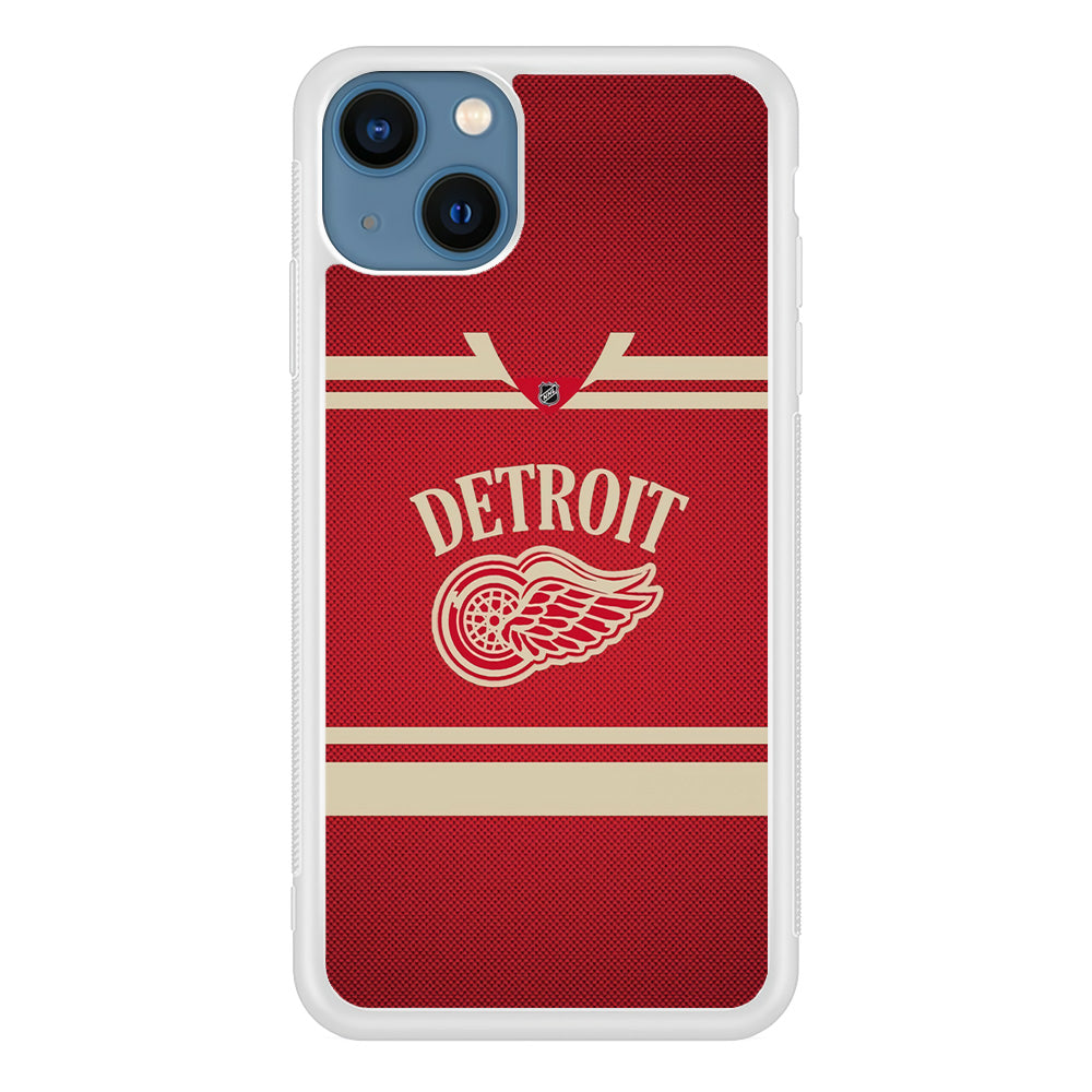 Hockey Detroit Red Wings NHL 002 iPhone 13 Mini Case-Phone Case-Rubber White (2D Case)-Altracase