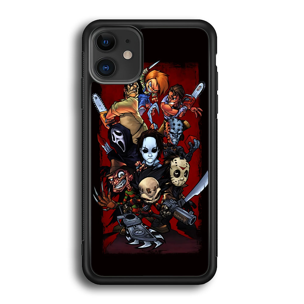 Horror Character Cartoon iPhone 12 Case-Phone Case-Rubber Black (2D Case)-Altracase