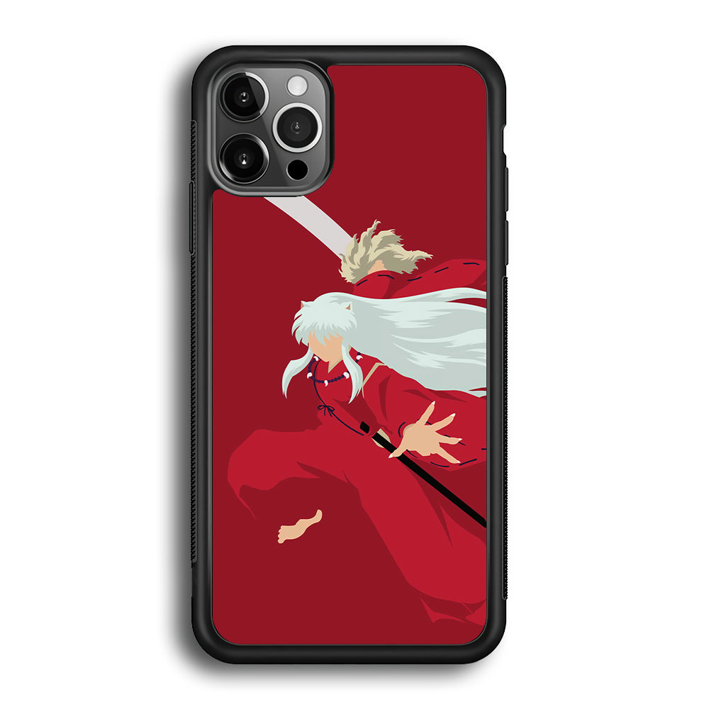 Inuyasha Red Background iPhone 12 Pro Max Case-Phone Case-Rubber Black (2D Case)-Altracase