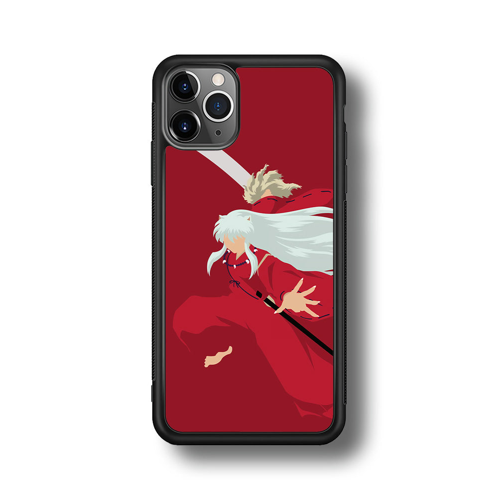 Inuyasha Red Background iPhone 11 Pro Max Case-Phone Case-Rubber Black (2D Case)-Altracase