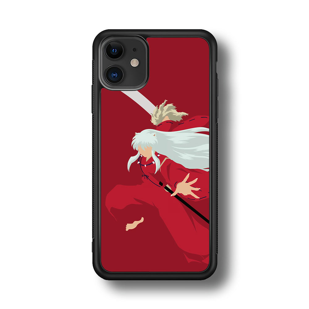 Inuyasha Red Background iPhone 11 Case-Phone Case-Rubber Black (2D Case)-Altracase