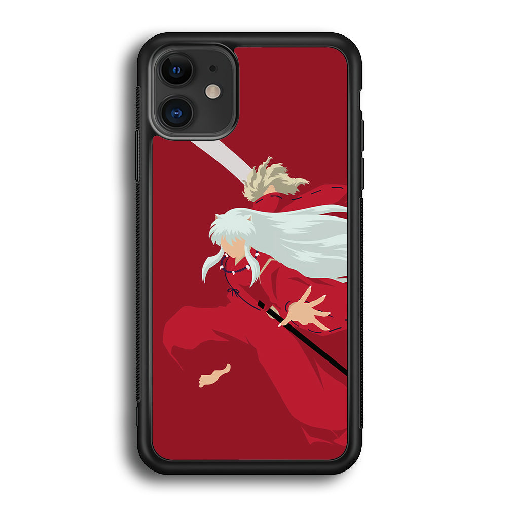 Inuyasha Red Background iPhone 12 Case-Phone Case-Rubber Black (2D Case)-Altracase